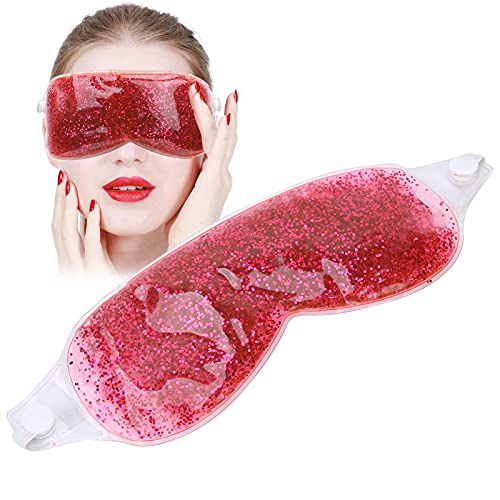 Гел мониста маска за очи, црвена топла и ладна компресија пакет за очите терапија лепенка за спиење маска за очи за болка во лицето,
