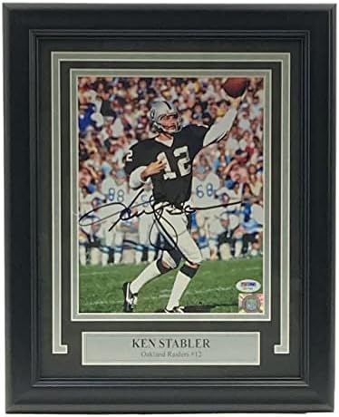 Кен Стаблер потпиша врамена 8x10 Oakland Raiders Photo PSA Z42709 - Автограмирани фотографии од НФЛ