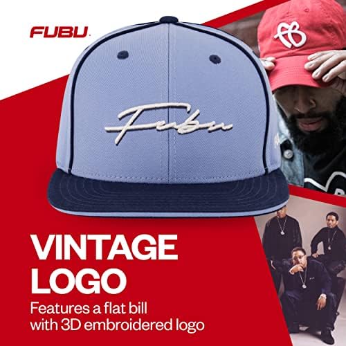 Концепт Еден бејзбол капа на Фубу, памучна капа за возрасни за возрасни со курзивно лого, прилагодлива, рамна мамка
