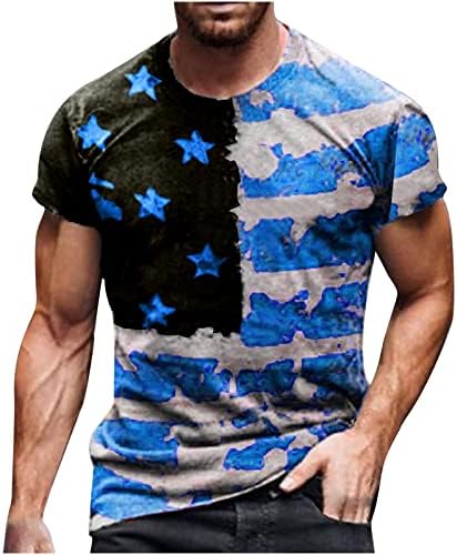 2022 Нова маица со американско знаме маица лето лето-обичен кратки ракави графички принтрипни врвни мускули атлетика тети патриотска