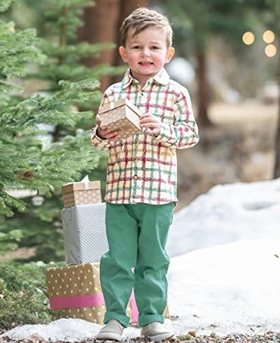 RuggedButts® Baby/Toddler Boys Солиден памук со долги ракави со долга кошула со јазичиња со копчиња