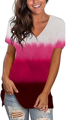 Летна есен шарена врвна кошула за женска облека моден краток ракав vneck памук графички бренд маичка vk vk
