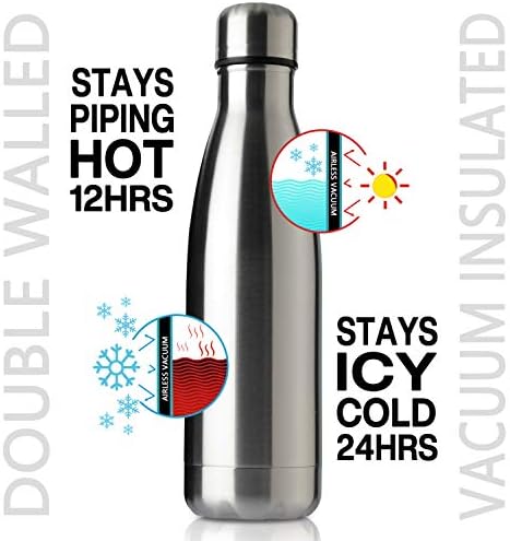 Meway 17oz Спортско шише со вода 8 пакувања вакуум изолиран од не'рѓосувачки челик спортско шише со шише со шише со шише со двојна wallид во форма