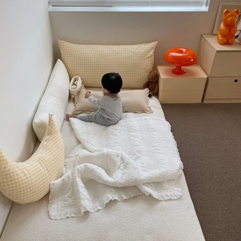 Poowe 23,6 × 10 Перница во форма на Месечина Класичен Карид Расадник полнети со фрлање перници за бебешка соба, бебе за спиење на