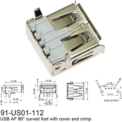 ЗАПОЗНАЈТЕ 10 парчиња 90 Степени 4-Пински USB Тип Стандардна Порта Женски Приклучоци За Лемење Конектор PCB Приклучок USB-Тип SMT