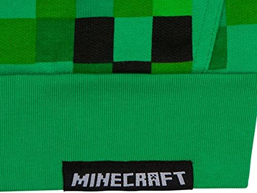Дуксер со Качулка на Момчето Minecraft - Green Creeper Со Патент Качулка За Момчиња и Тинејџери на возраст од 4-18 години