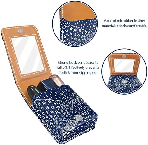 Кармин за шминка ОРИУКАН торба ЗА кармин со огледало пренослива торбичка за складирање кармин организатор за складирање сјај за усни, Крпеница