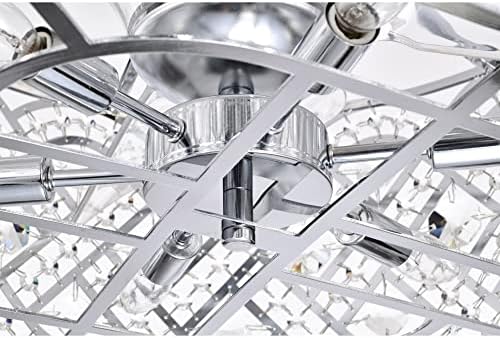 Складиште на Тифани Алесија 24 инчен хром завршен модерно кристален таван во стилот на глам, осветлен фанделиер со далечински,