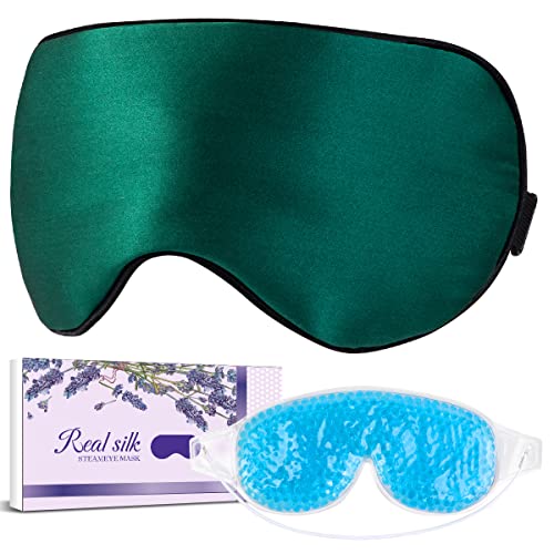 Lc-dolida свила за спиење маска хипоалергичен супер мазна маска за очи за спиење со ладење и загреана гел маска за очи за подобрување на
