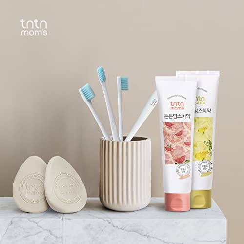 TNTNMOM - Паста за заби и четка за заби за бремени жени | SLS Free & Fluoride Free | Миризба на грејпфрути и роуибос, ултра фино четка