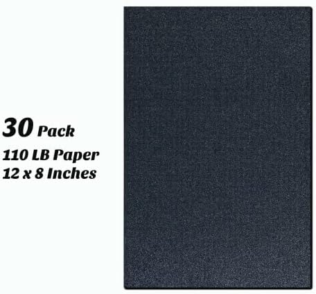 Црниот сјај картон-30-пакет сјај за занаетчиски проекти, украси за роденденска забава, бележник, двострана, 110 lb корица,