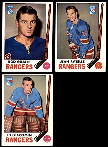 1969-70 Тимот на Топс Newујорк Ренџерс го постави Newујорк Ренџерс - Хокеј VG/EX+ Rangers - Хокеј