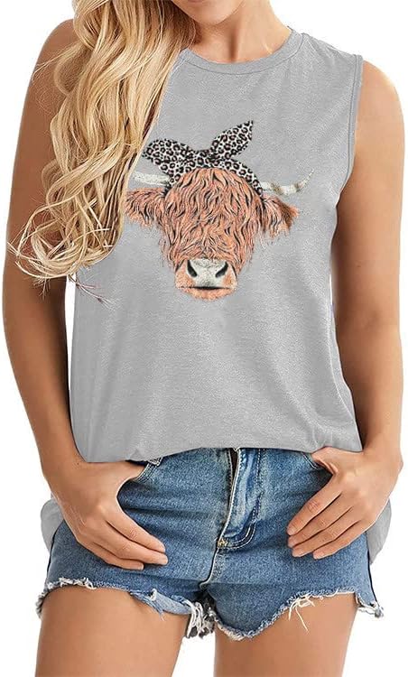 2023 памук леопард крава печати лабава вклопена преголема каваими камизола резервоар блуза елек кошула за женски елек vj