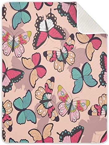 Кигаи шарена пеперутка бебе ќебе меко и топло креветчето ќебе 30х40 инчи, кои примаат ќебиња за креветчето за шетач за расадници кои