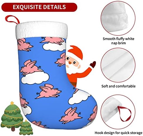 Божиќни чорапи на Аугенстер, летачки свињи Чорапови небото двострано камин што виси чорапи