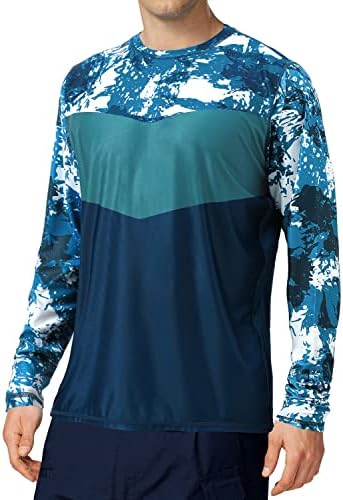 Зачудувачка кошула за риболов за мажи со долг ракав за заштита од сонце UPF 50+ маици за влага за влага
