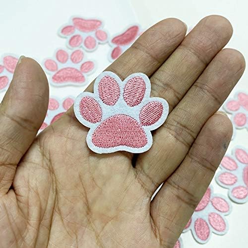 1,5 x1.3 20 парчиња розова шепа од животинско куче малку закрпи за стапало извезени апликации машини за везови за лаптопчиња за беџ -значки