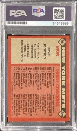 Дејви nsонсон потпиша 1986 година Топпс 501 Бејзбол картичка Mets PSA/DNA Auto Gem MT 10 - Бејзбол плоча со автограмирани картички