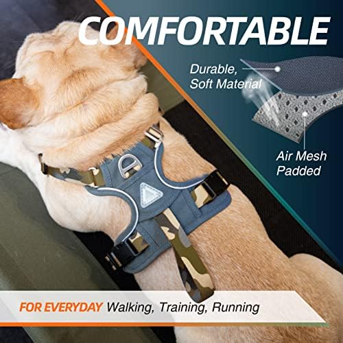 JC House Dog Harness, без повлечете 3М рефлексивни лесни елек воздух мека мрежа за големи средни мали кучиња прилагодлива тактичка температура