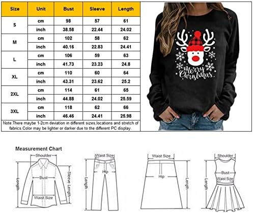 FMCHICO Божиќни кошули со долг ракав за жени 2021 Трендовски слатки отпечатоци паѓаат џемпери удобни тренинзи за екипаж џемпери