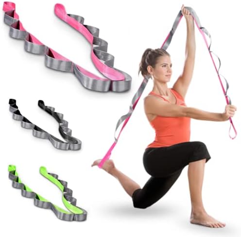 Акупоинска каиш за истегнување на јога со јамки-лента за вежбање со 12 јамки за физикална терапија, флексибилност, пилатес, танц, гимнастика,