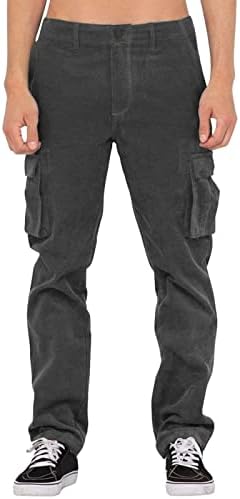 Мажи карго панталони, машка ретро комбинезони со цврста боја директно копче со повеќе џебни модни модни безбедни комбинезони за мажи