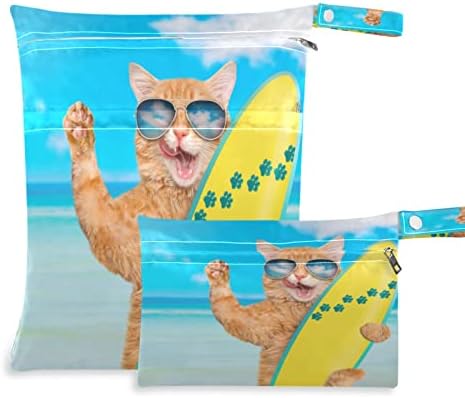 АУКСВА Смешна Мачка Летна Плажа Водоотпорна Влажна Сува Торба 2 Пакет За Торба За Пелени Пливање Плажа Костим За Капење Организаторска