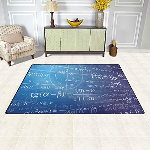 Алаза Детска област килим, математика формула за подот, без лизгање, за живеење за живеење во студентска соба за спална соба декор