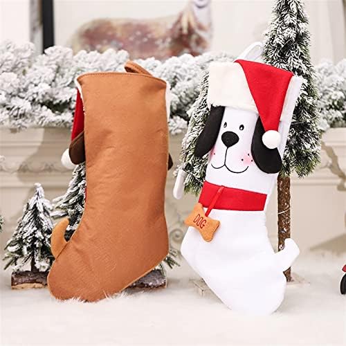 Божиќни чорапи за кучиња 2 пакувања, персонализирани божиќни чорапи за миленичиња, елка од камин на камин