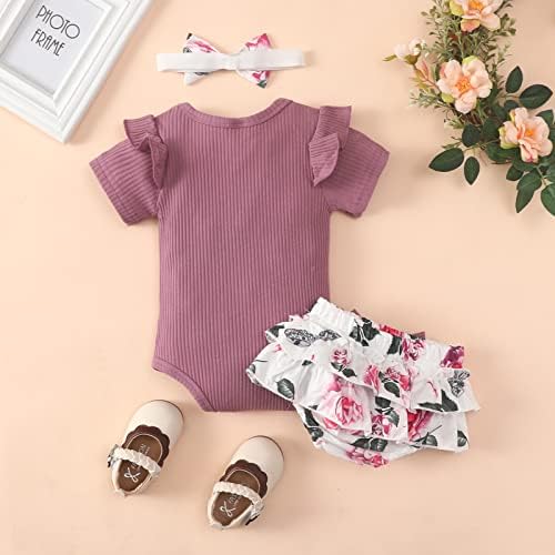 ОМКЗАНБИ новородено девојче облека со писмо ромпер фустан го доби од мојата мама руф со цветни џемпери шорцеви симпатична летна облека