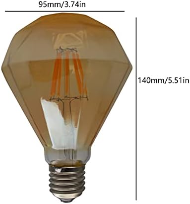 Lxcom Осветлување 8W G95 LED Едисон Сијалица E26 Затемнети Гроздобер Светилки 80W Еквивалент Топло Жолто 2300k Дијамант Форма