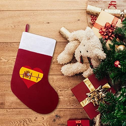 Loveубов Шпанија Чорапови за божиќни чорапи за порибување со кадифен камин што виси за Божиќно дрво