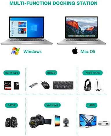 ОБЕРСТЕР 2021 Најнова Докинг Станица USB C, Tiergrade Троен Дисплеј 17-во-1 Приклучок за Windows/MacOS Лаптопи 11