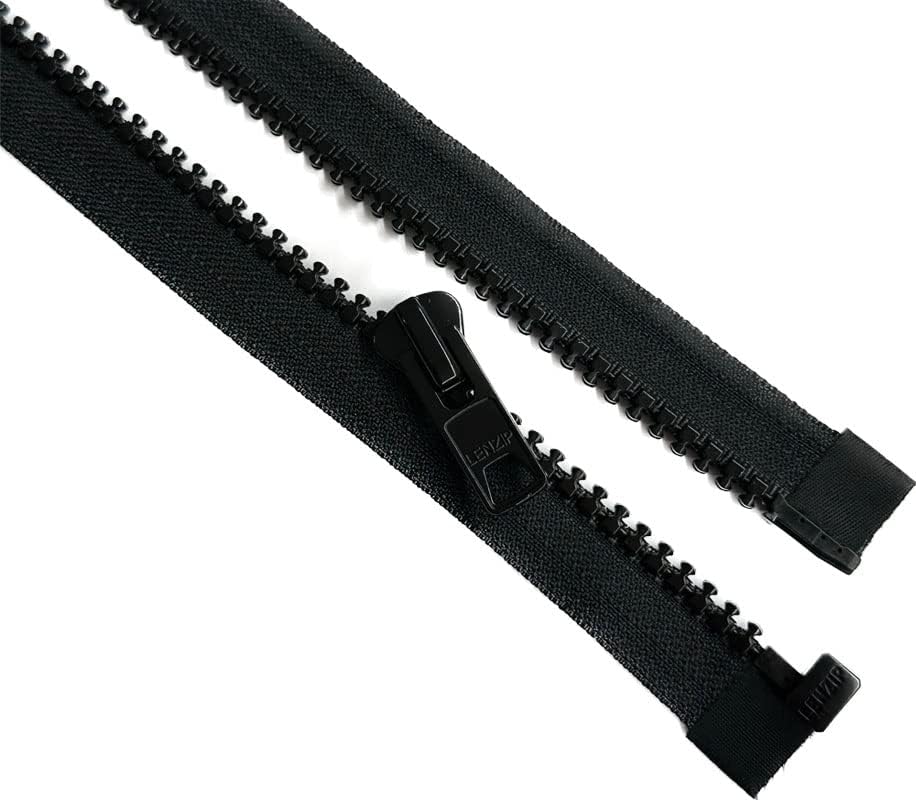 Lenzip 10 Тешка тешка визлен обликувана пластична јакна за раздвојување - Изберете ја вашата должина - боја: црна - направена во Соединетите