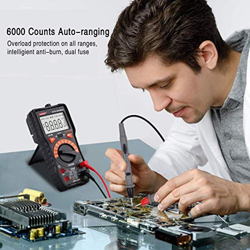 Uyigao Дигитален мултиметар TRMS 6000 брои автоматски тестер за мултиметарски тестер 20 AMP Voltmeter Ohmmeter AC/DC напон точен отпор Континуитет