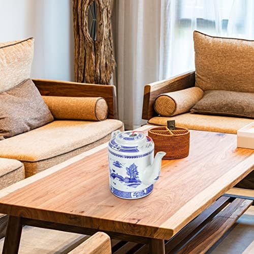Зеродеко порцелански садови со чај со рачка сина и бела кунг фу чај чај од чајни кинески чајници традиционална стомна со капак за чај топла