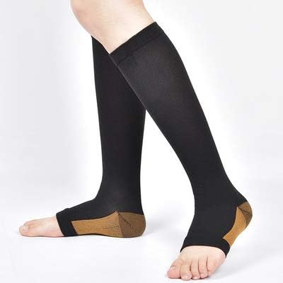 3пари бакар отворени пети за компресија чорапи за мажи за жени кои поддржуваат порибување