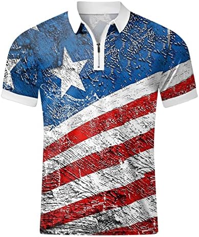 Руируилико машко знаме на американско знаме Поло кошули Патриотски 4 -ти јули маички лето обични лабави кратки ракави голф спортови