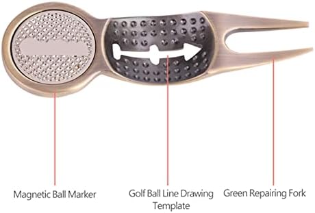 Алатки за голф Divot, алатка за поправка на диви, мулти -функција алуминиум легура за голф диво алатка Зелена тревник за поправка на вилушка