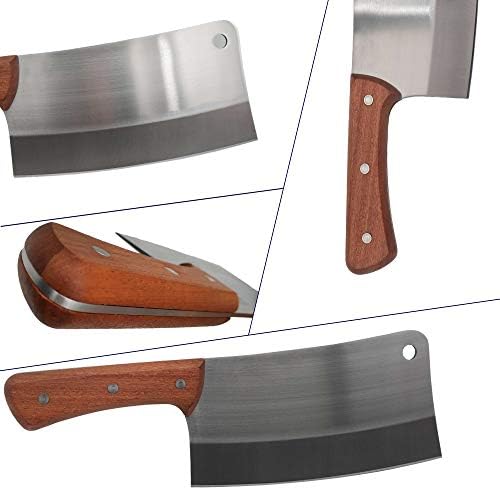 Китотето месо Клејвер 7 '' Тешки тимови месар нож коски за коски за кинески кујнски готвач нож за месо, коска - целосен танг