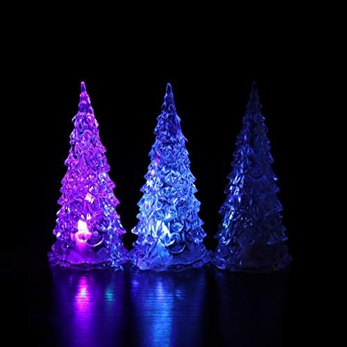 Nuobesty 8pcs акрилик чиста Божиќна светло светло дрво таблета предводена елката сјајно дрво декор ноќно светло за забавни центрични