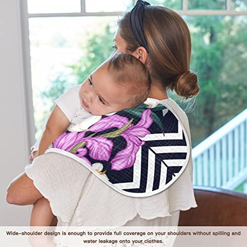 Yyzzh Тропски лисја цвет на геометриски муслински крпи за бебе за бебе 4 пакувања памучни бебиња за миење садови за момчиња