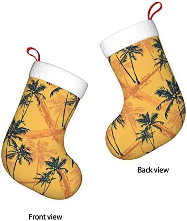 Аугенски Божиќни чорапи Тропски прикажувајќи палми со двојно еднострано камин што виси чорапи