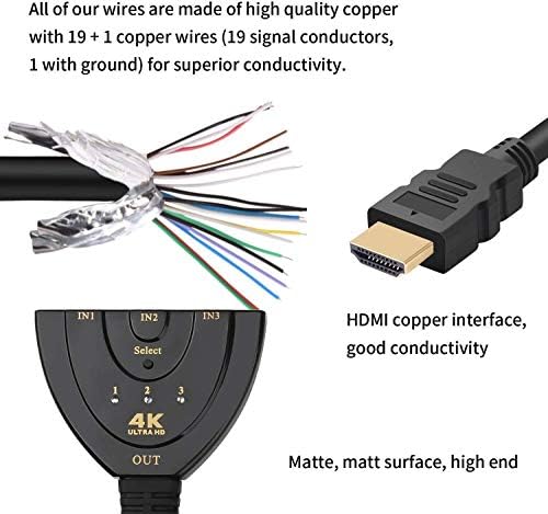 Под 3 порта HDMI 4 K 1.4V Верзија за прекинувач на верзија со пигтаил кабел за Xbox One, PS3, 4, ТВ