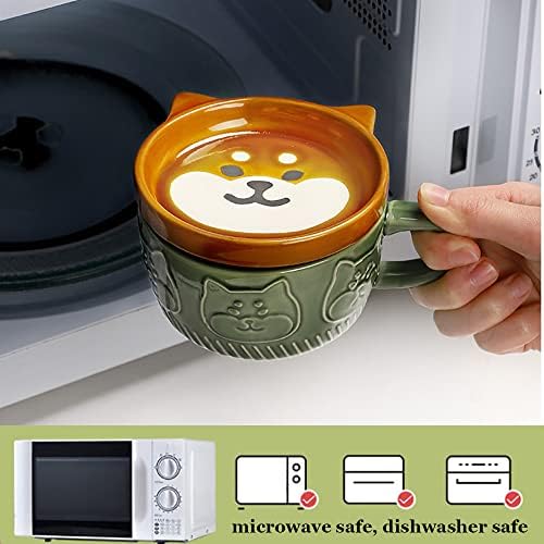 Небел 300 мл јапонски симпатична чаша керамика шиба ину панда каваи кафе кригла со капак дома двојка чаша чаша чаша чаша чаша чаша кафе чаша кафе