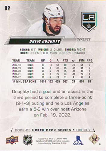 2022-23 Горна палуба 82 Дру Дастиј Лос Анџелес Кингс серија 1 НХЛ хокеј за трговија со хокеј