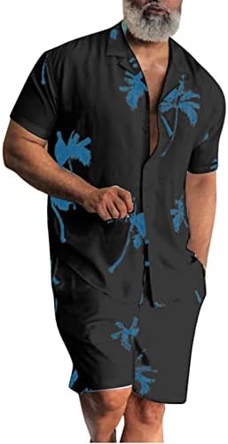 Чојату лето лето Хавајски кокос палма печати 2 парчиња облека за облека надолу од кошула и шорцеви