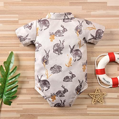 Симпатична облека за мало дете за велигденско бебе новороденче новородени момчиња девојчиња кратки ракави зајачки зајаче печатење