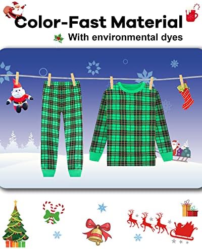 Daughterерка кралица момчиња Божиќни пижами 18-24 месечно бебе дете Божиќ ПЈС Зелена карирана PJ поставува памук удобна мека облека за