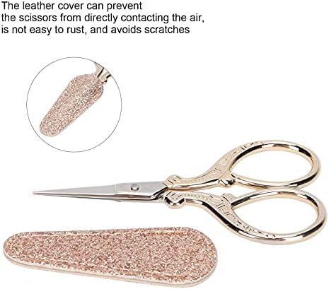 Шиење вез на ножици на штркови, практично удобно да се користат ножици за обликување на веѓите за проекти за занаетчиски производи
